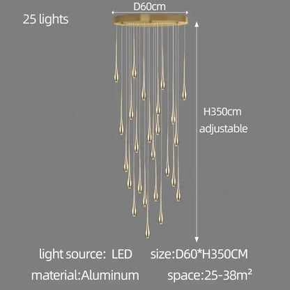 Modern gold plated modern chandeliers living room teardrop pendant