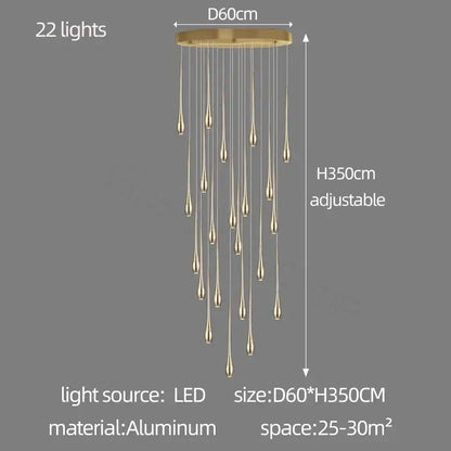 Modern gold plated modern chandeliers living room teardrop pendant