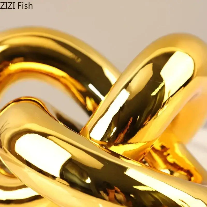 Modern gold-plated knot ornaments living room geometric sculpture
