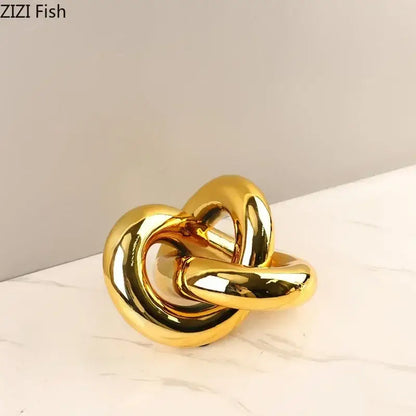 Modern gold-plated knot ornaments living room geometric sculpture