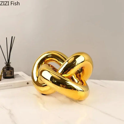 Modern gold-plated knot ornaments living room geometric sculpture