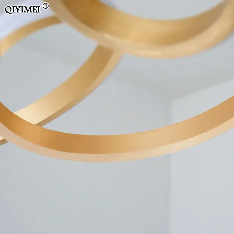 Modern gold plated led pendant lights dining room ring chandelier