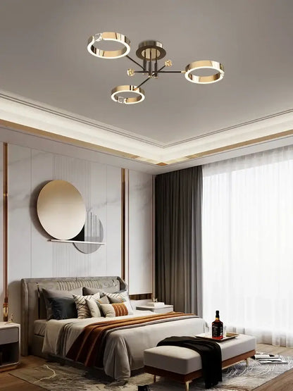 Modern gold plated luxury chandelier living room crystal light ring