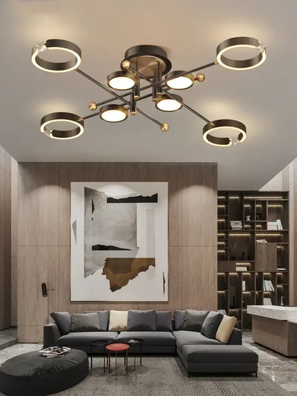 Modern gold plated luxury chandelier living room crystal light ring