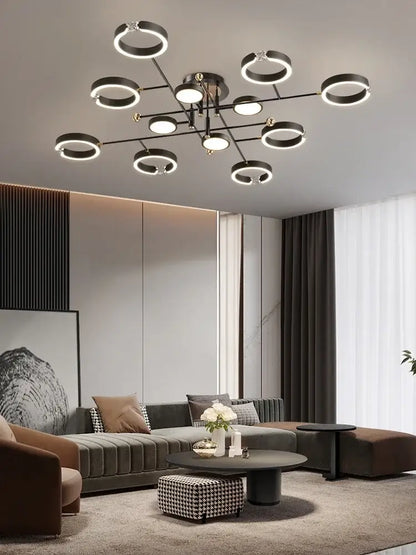 Modern gold plated luxury chandelier living room crystal light ring