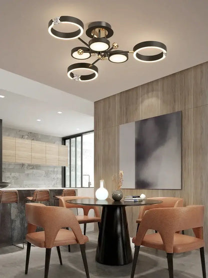 Modern gold plated luxury chandelier living room crystal light ring