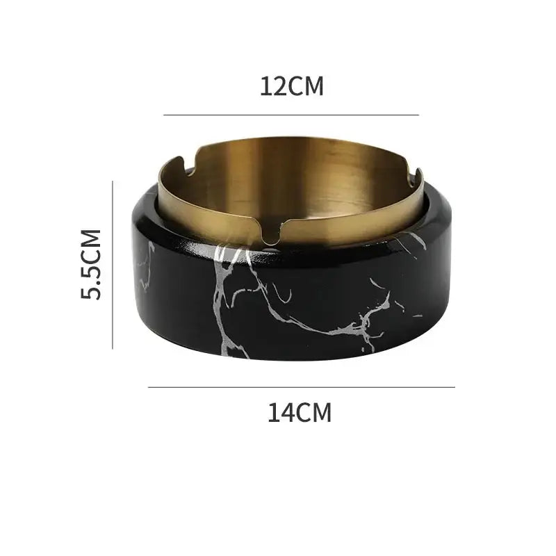 Modern gold plated marble texture ashtray living room smoking tray