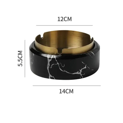 Modern gold plated marble texture ashtray living room smoking tray
