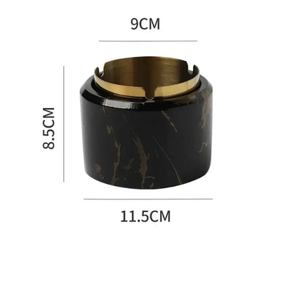 Modern gold plated marble texture ashtray living room smoking tray
