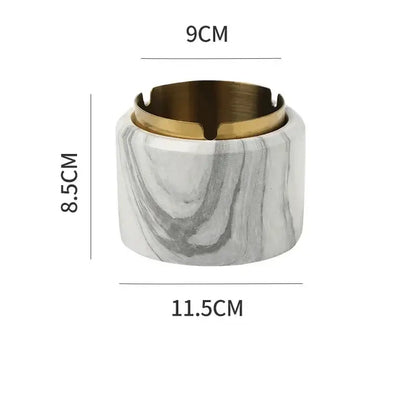 Modern gold plated marble texture ashtray living room smoking tray