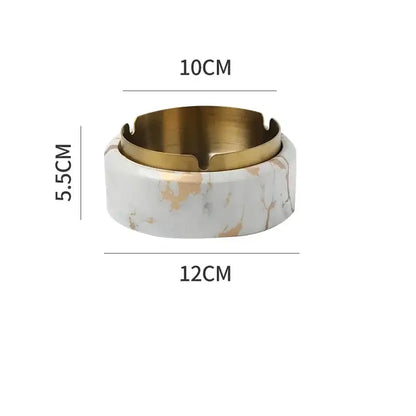 Modern gold plated marble texture ashtray living room smoking tray