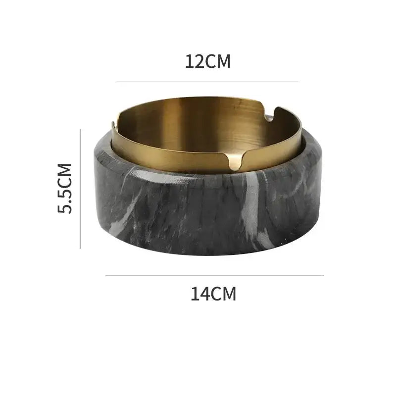 Modern gold plated marble texture ashtray living room smoking tray