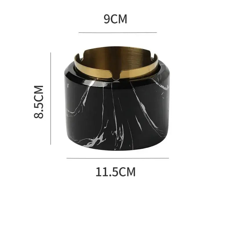 Modern gold plated marble texture ashtray living room smoking tray