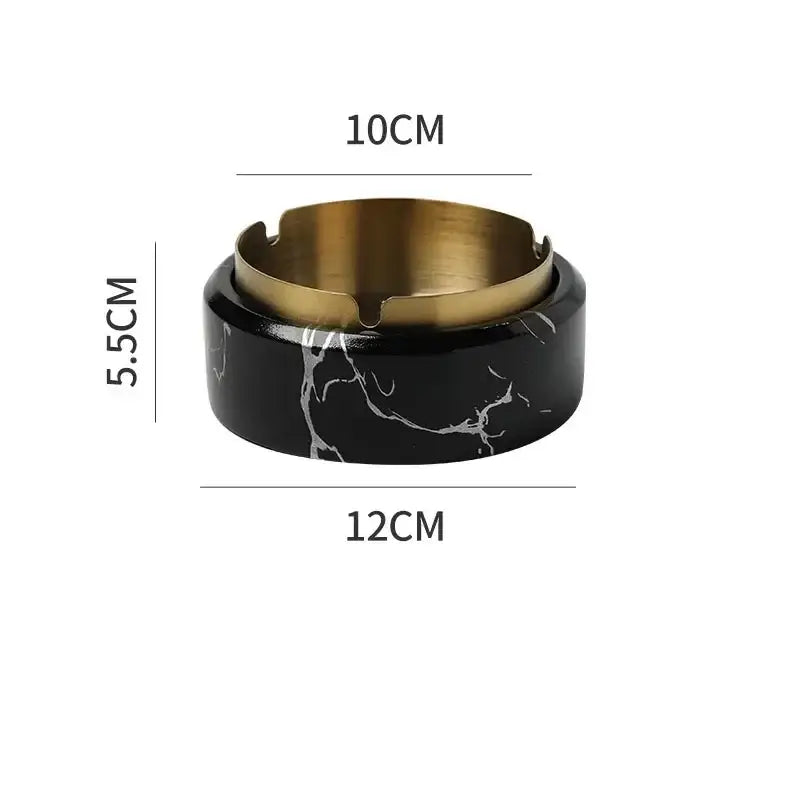 Modern gold plated marble texture ashtray living room smoking tray