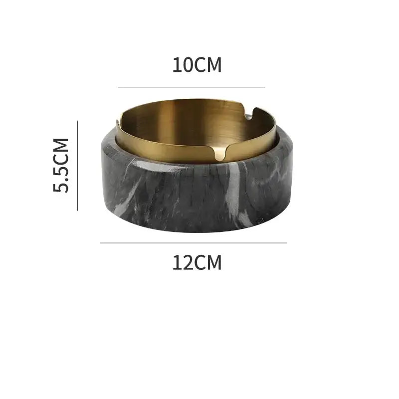 Modern gold plated marble texture ashtray living room smoking tray