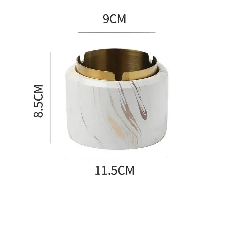 Modern gold plated marble texture ashtray living room smoking tray