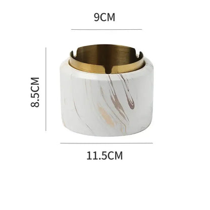 Modern gold plated marble texture ashtray living room smoking tray
