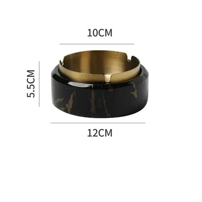 Modern gold plated marble texture ashtray living room smoking tray