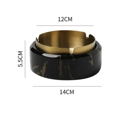 Modern gold plated marble texture ashtray living room smoking tray