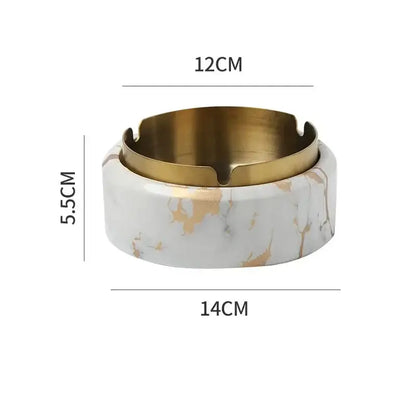 Modern gold plated marble texture ashtray living room smoking tray