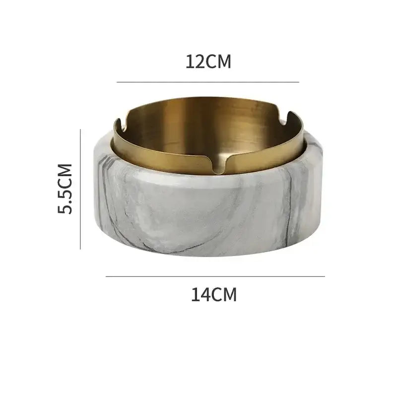 Modern gold plated marble texture ashtray living room smoking tray