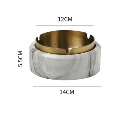 Modern gold plated marble texture ashtray living room smoking tray