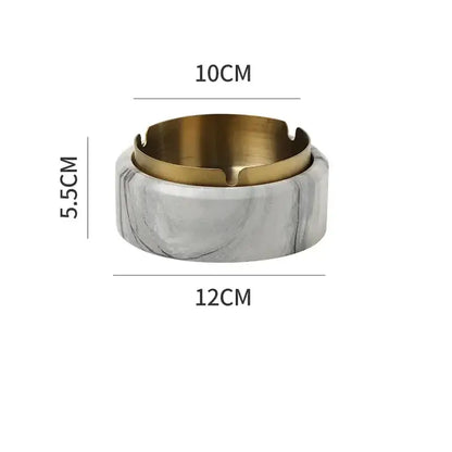 Modern gold plated marble texture ashtray living room smoking tray