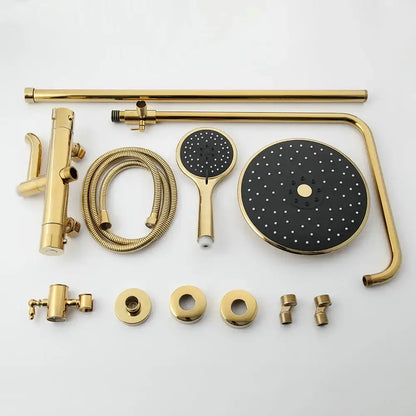 Modern gold plated thermostatic shower set with rainhead for bathroom