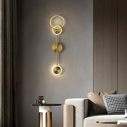 Modern gold plated three disc led wall lamp for bedroom