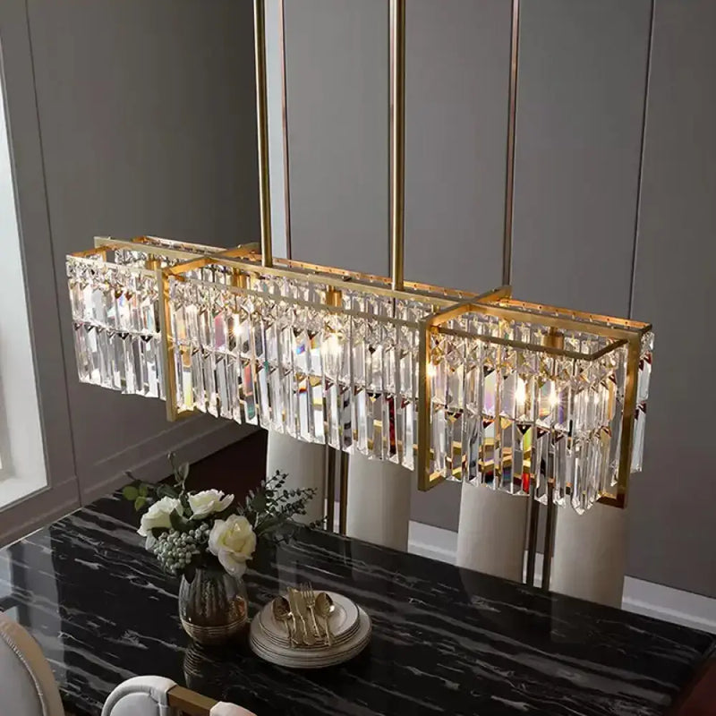 Modern gold prismatic crystal hanging lamp kitchen island light