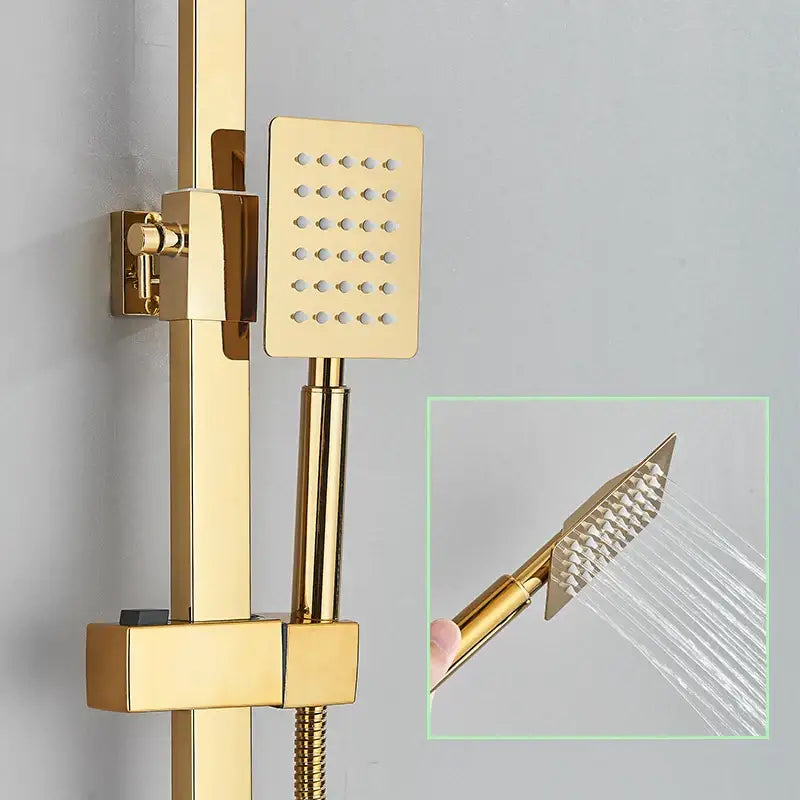 Modern gold rainfall shower faucet set bathroom thermostatic mixer