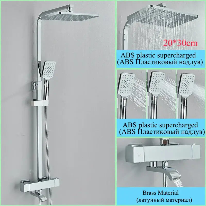 Modern gold rainfall shower faucet set bathroom thermostatic mixer