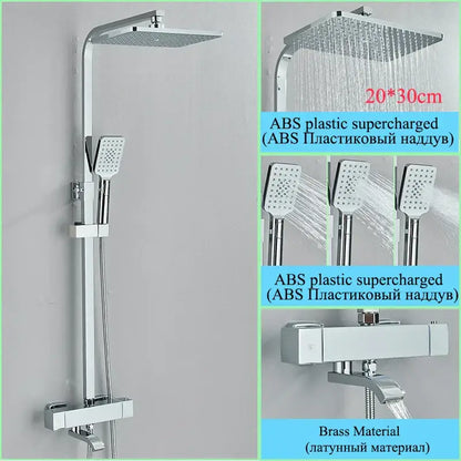 Modern gold rainfall shower faucet set bathroom thermostatic mixer