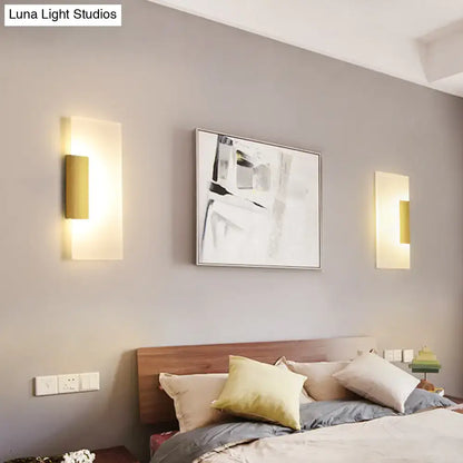 Modern gold rectangular acrylic wall sconce hallway bulb included