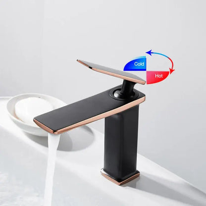 Modern gold rectangular brass basin faucet bathroom mixer tap