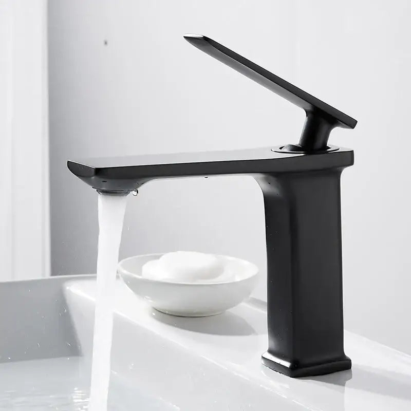 Modern gold rectangular brass basin faucet bathroom mixer tap