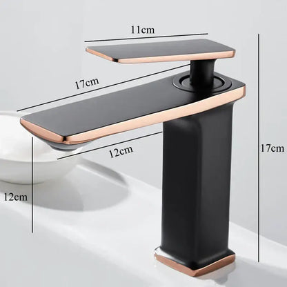 Modern gold rectangular brass basin faucet bathroom mixer tap