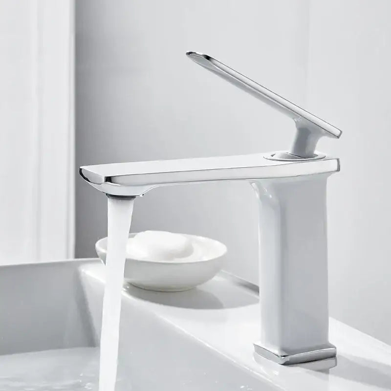 Modern gold rectangular brass basin faucet bathroom mixer tap