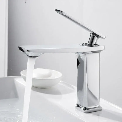 Modern gold rectangular brass basin faucet bathroom mixer tap