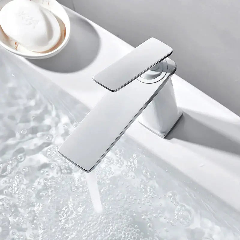 Modern gold rectangular brass basin faucet bathroom mixer tap
