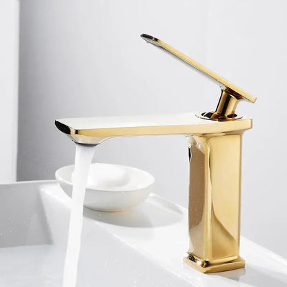 Modern gold rectangular brass basin faucet bathroom mixer tap