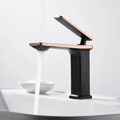 Modern gold rectangular brass basin faucet bathroom mixer tap