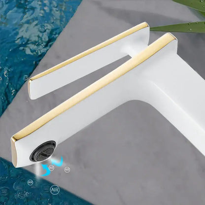 Modern gold rectangular brass basin faucet bathroom mixer tap