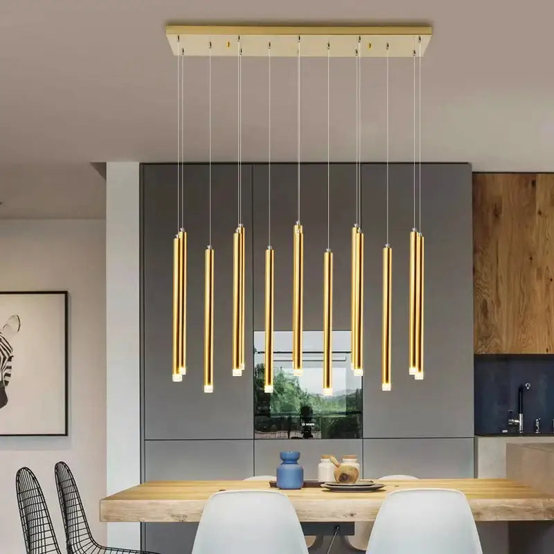 Modern gold rectangular chandelier dining room pendant lights