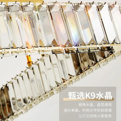 Modern gold rectangular crystal ceiling chandelier dimmable bedroom light