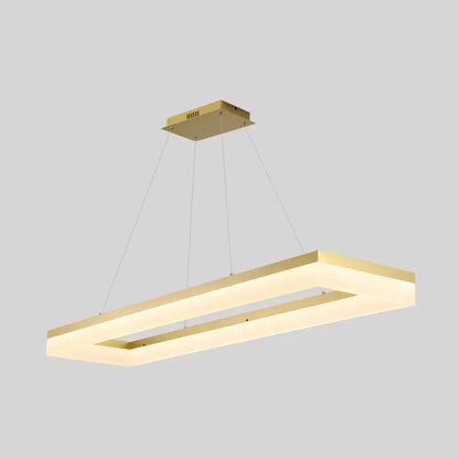 Modern gold rectangular led ceiling light for kitchen island