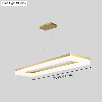 Modern gold rectangular led ceiling light for kitchen island