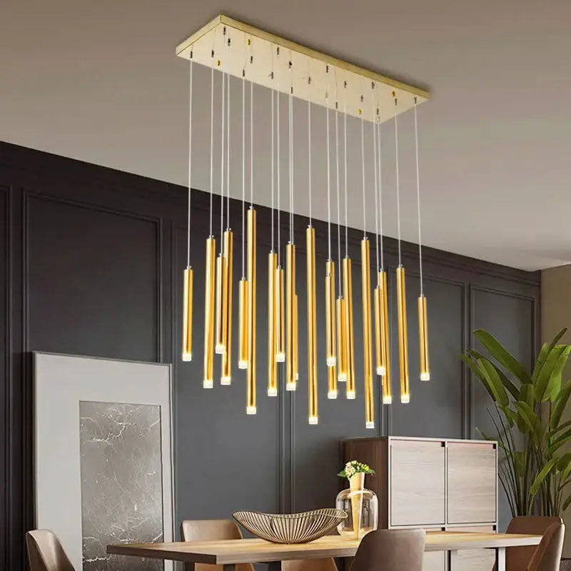 Modern gold rectangular pendant lights dining room chandelier