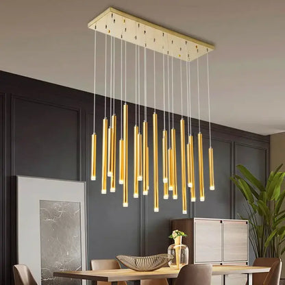Modern gold rectangular pendant lights dining room chandelier