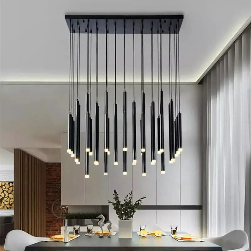Modern gold rectangular pendant lights dining room chandelier